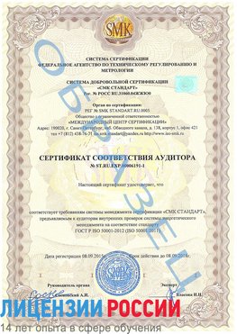 Образец сертификата соответствия аудитора №ST.RU.EXP.00006191-1 Апрелевка Сертификат ISO 50001