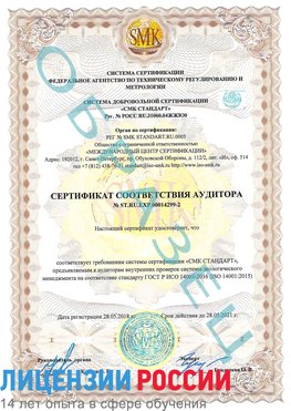 Образец сертификата соответствия аудитора Образец сертификата соответствия аудитора №ST.RU.EXP.00014299-2 Апрелевка Сертификат ISO 14001