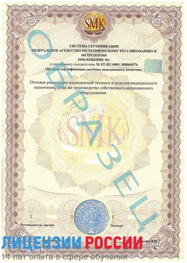 Образец сертификата соответствия (приложение) Апрелевка Сертификат ISO 13485