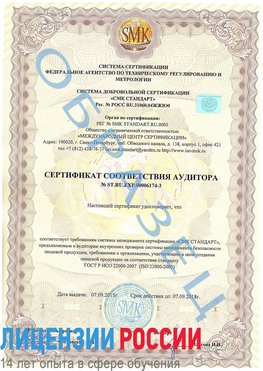 Образец сертификата соответствия аудитора №ST.RU.EXP.00006174-3 Апрелевка Сертификат ISO 22000