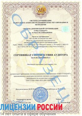 Образец сертификата соответствия аудитора №ST.RU.EXP.00006191-3 Апрелевка Сертификат ISO 50001
