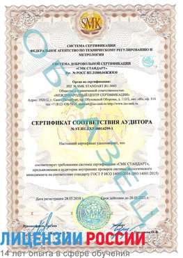 Образец сертификата соответствия аудитора №ST.RU.EXP.00014299-1 Апрелевка Сертификат ISO 14001